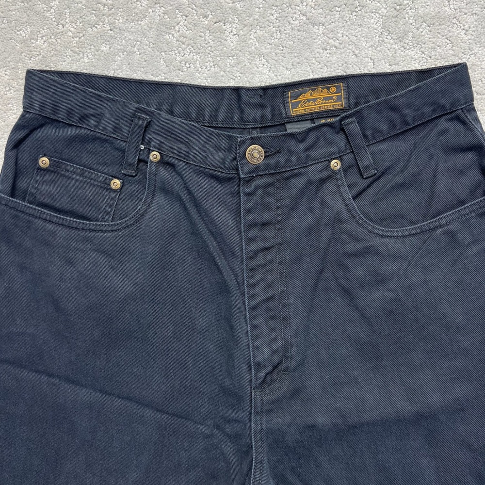 VINTAGE Eddie Bauer Shorts Womens Size 16 Black Denim High Rise Cotton Twill - Picture 2 of 11